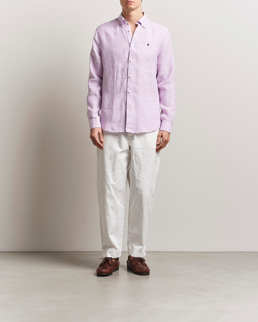 Herr | Skjortor | Morris | Douglas Linen Button Down Shirt Purple