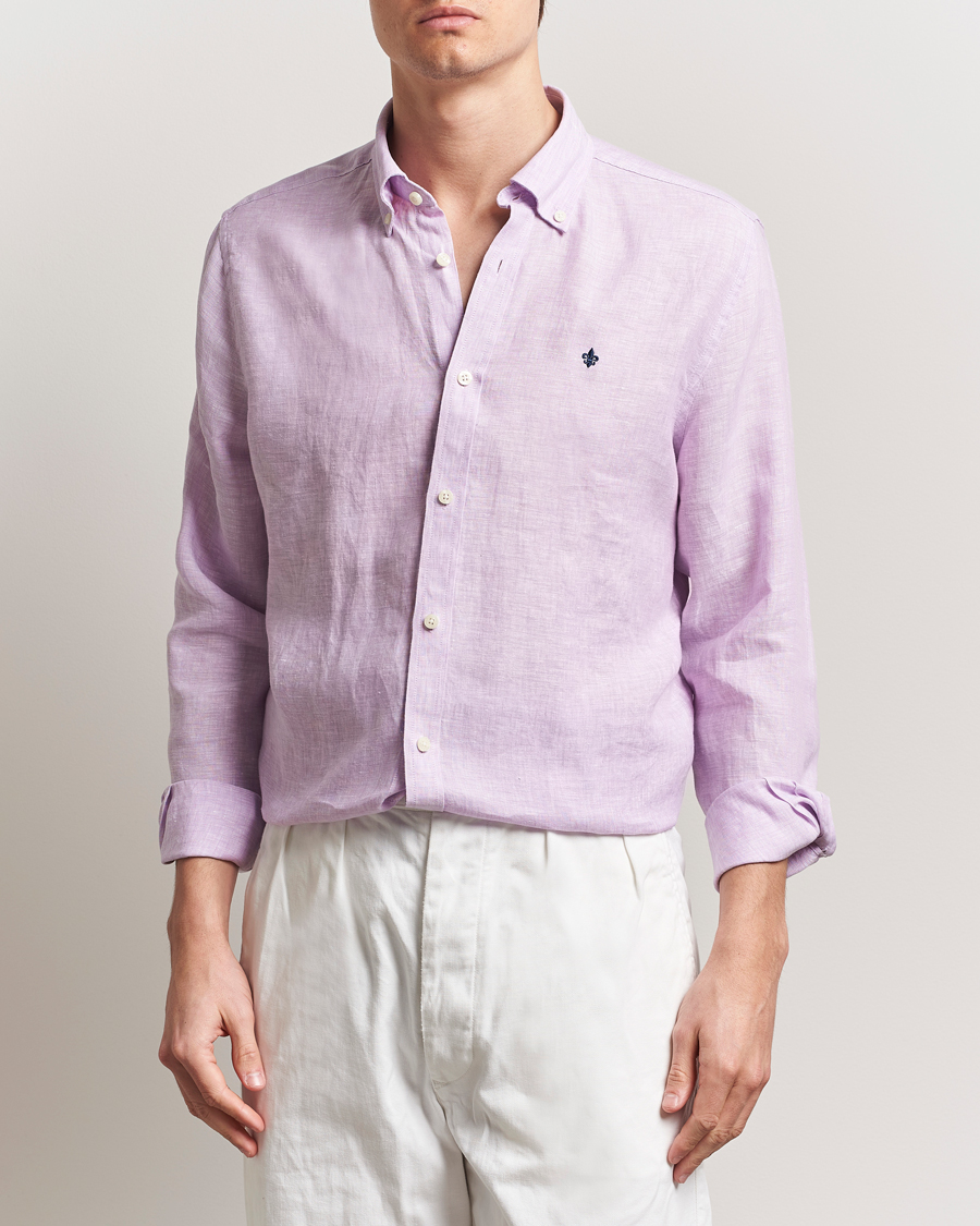Herr | Skjortor | Morris | Douglas Linen Button Down Shirt Purple