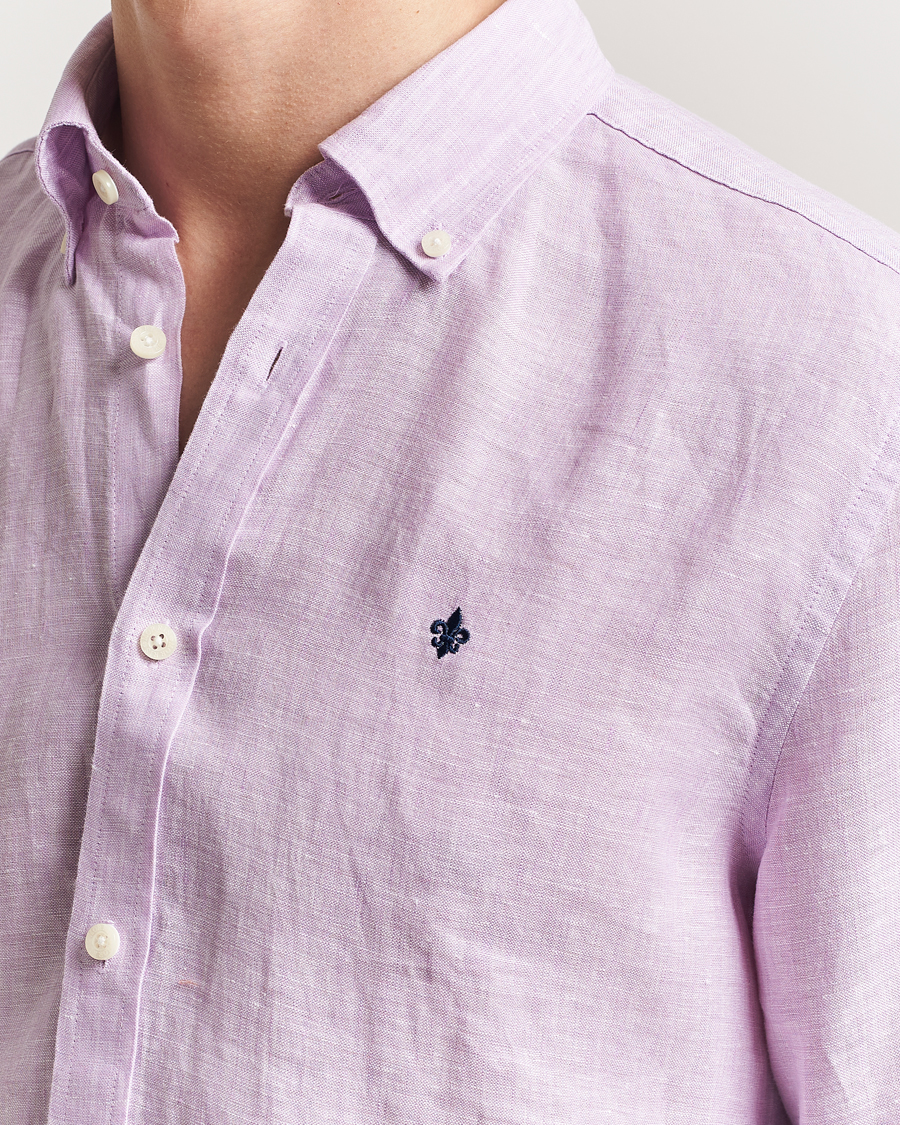 Herr | Skjortor | Morris | Douglas Linen Button Down Shirt Purple