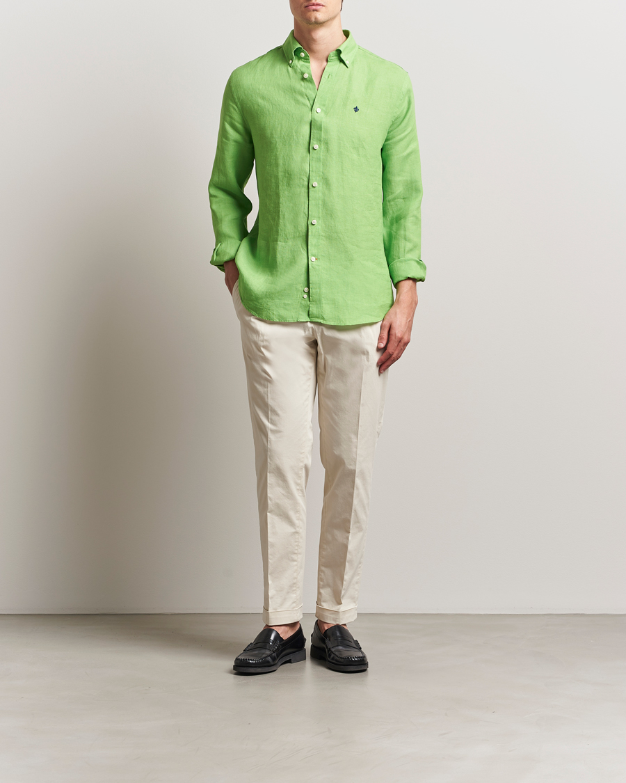 Herr | Skjortor | Morris | Douglas Linen Button Down Shirt Green