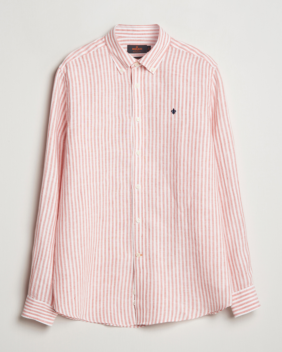 Herr | Skjortor | Morris | Douglas Striped Linen Shirt Orange