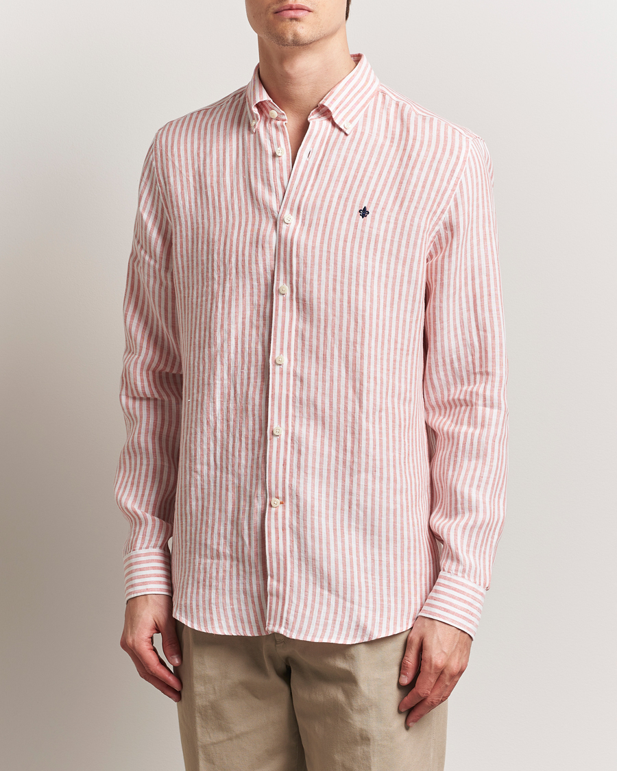 Herr | Skjortor | Morris | Douglas Striped Linen Shirt Orange