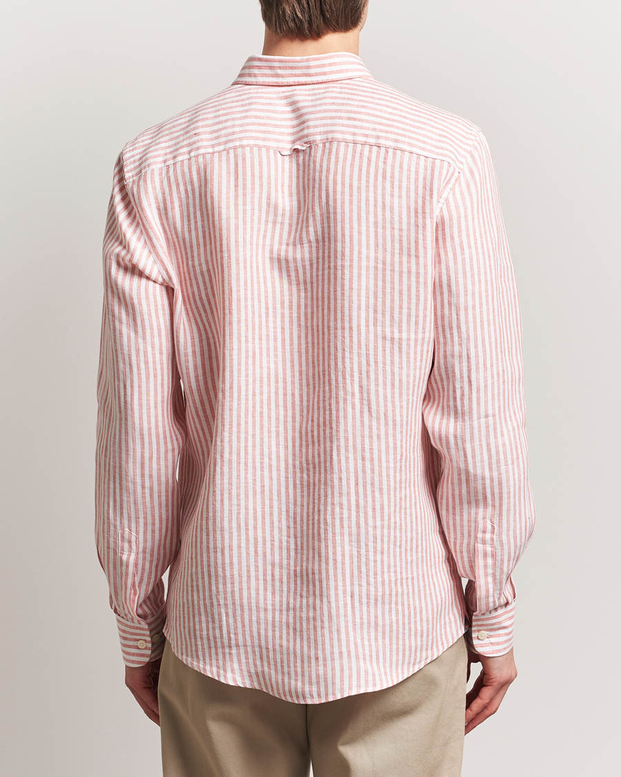 Herr | Skjortor | Morris | Douglas Striped Linen Shirt Orange