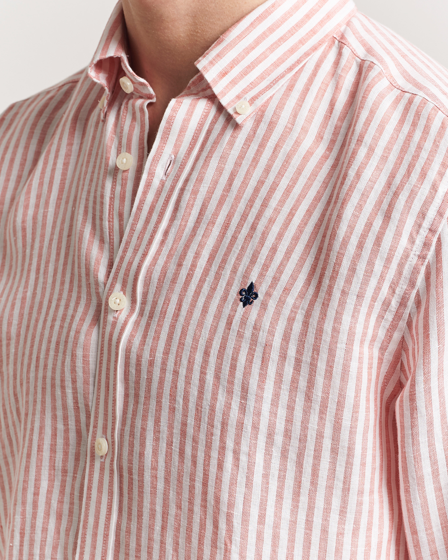 Herr | Skjortor | Morris | Douglas Striped Linen Shirt Orange