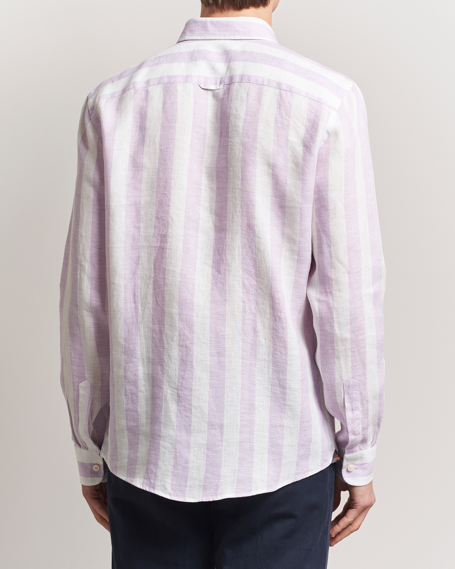 Herr | Skjortor | Morris | Douglas Striped Linen Shirt Purple