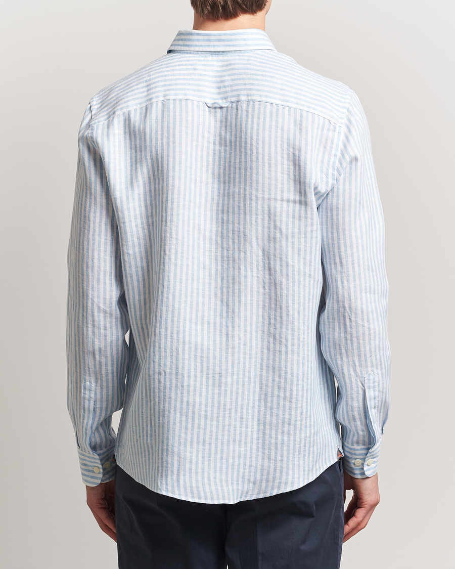 Herr | Skjortor | Morris | Douglas Striped Linen Shirt Light Blue