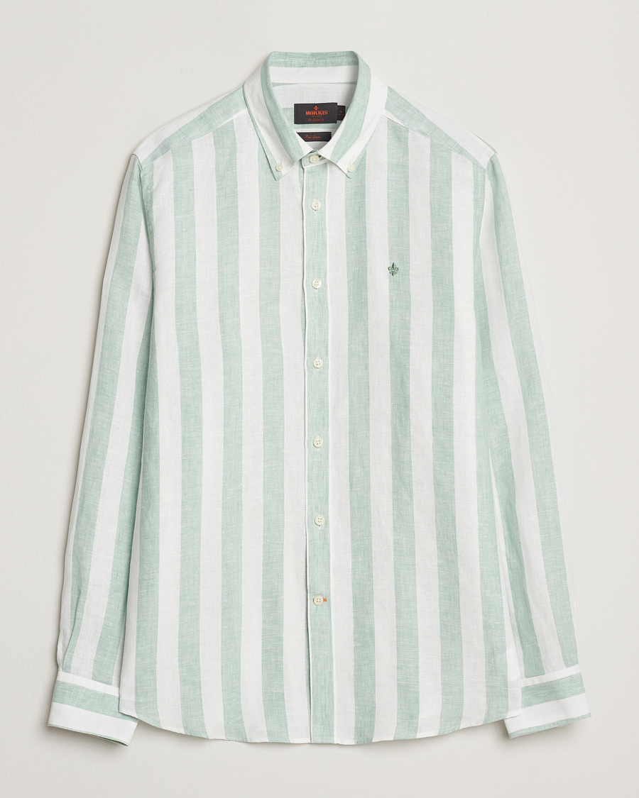 Herr | Skjortor | Morris | Douglas Striped Linen Shirt Light Green