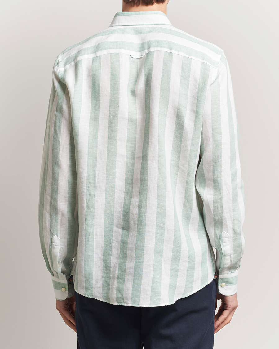 Herr | Skjortor | Morris | Douglas Striped Linen Shirt Light Green
