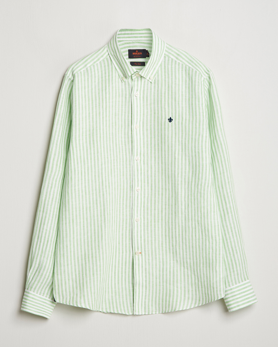 Herr | Skjortor | Morris | Douglas Striped Linen Shirt Green