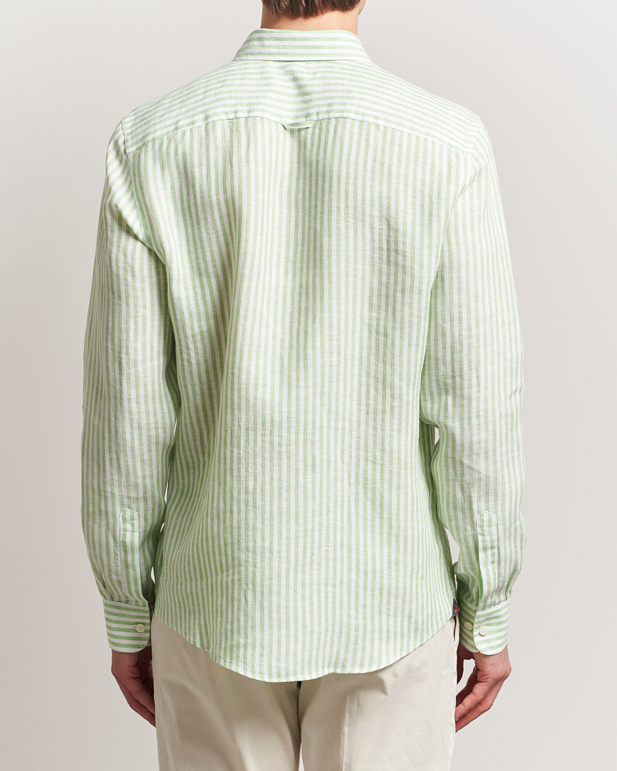 Herr | Skjortor | Morris | Douglas Striped Linen Shirt Green