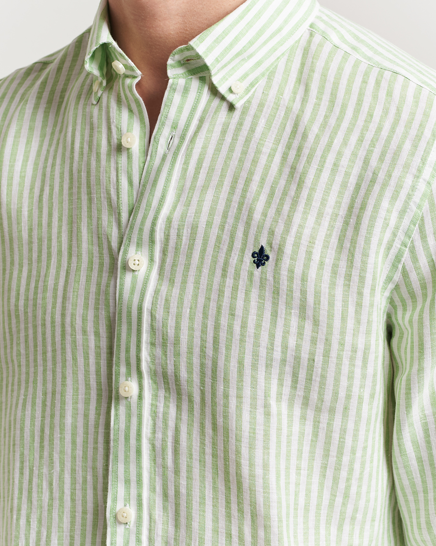 Herr | Skjortor | Morris | Douglas Striped Linen Shirt Green