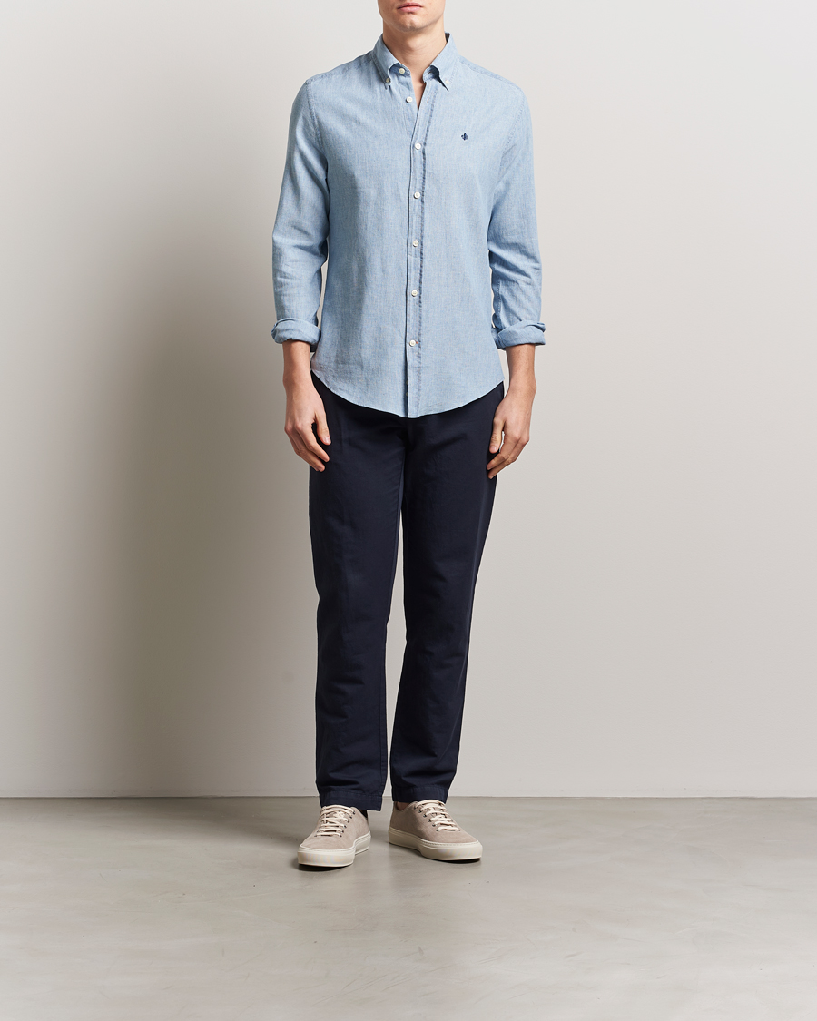 Herr | Skjortor | Morris | Linen Indigo Shirt Light Blue