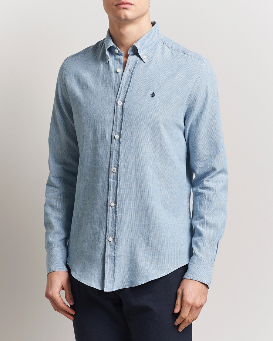Herr | Skjortor | Morris | Linen Indigo Shirt Light Blue