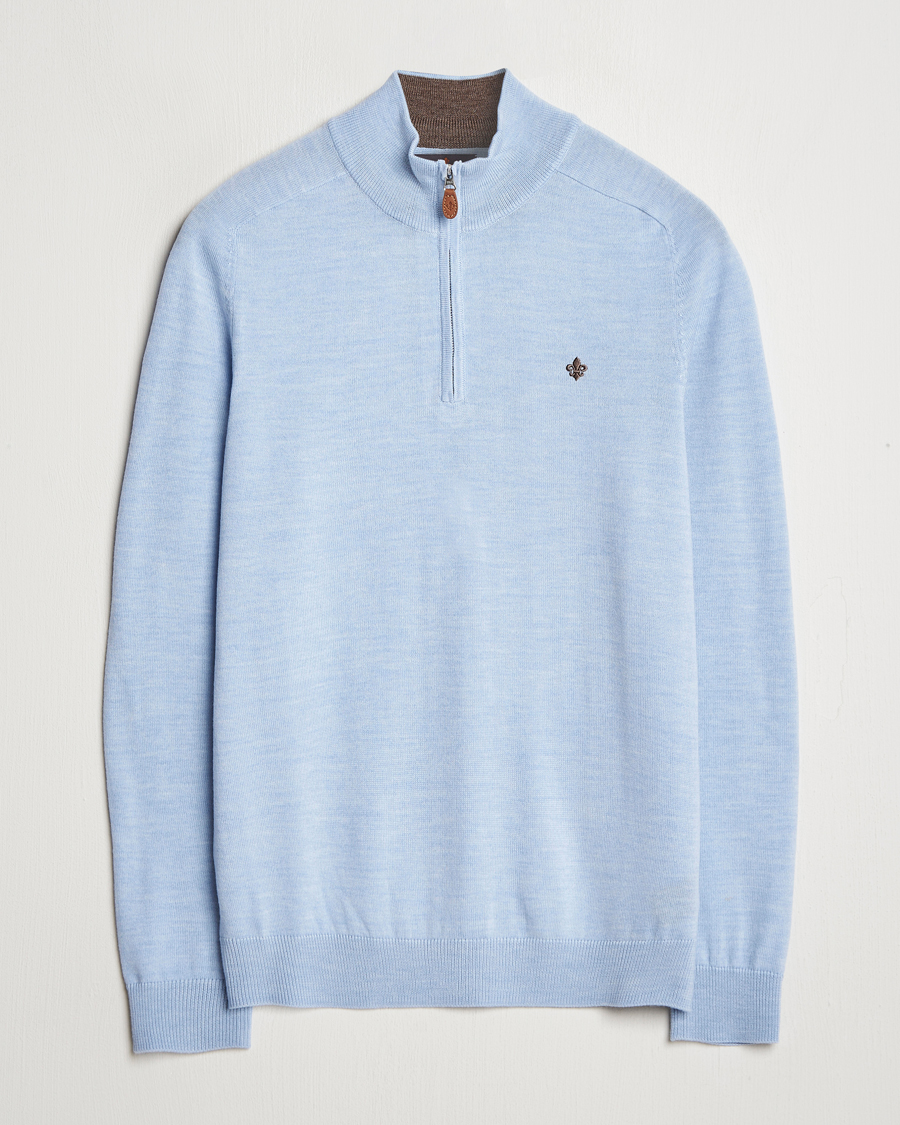 Herr | Tröjor | Morris | John Merino Half Zip Light Blue
