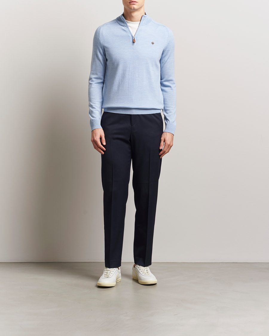 Herr | Tröjor | Morris | John Merino Half Zip Light Blue