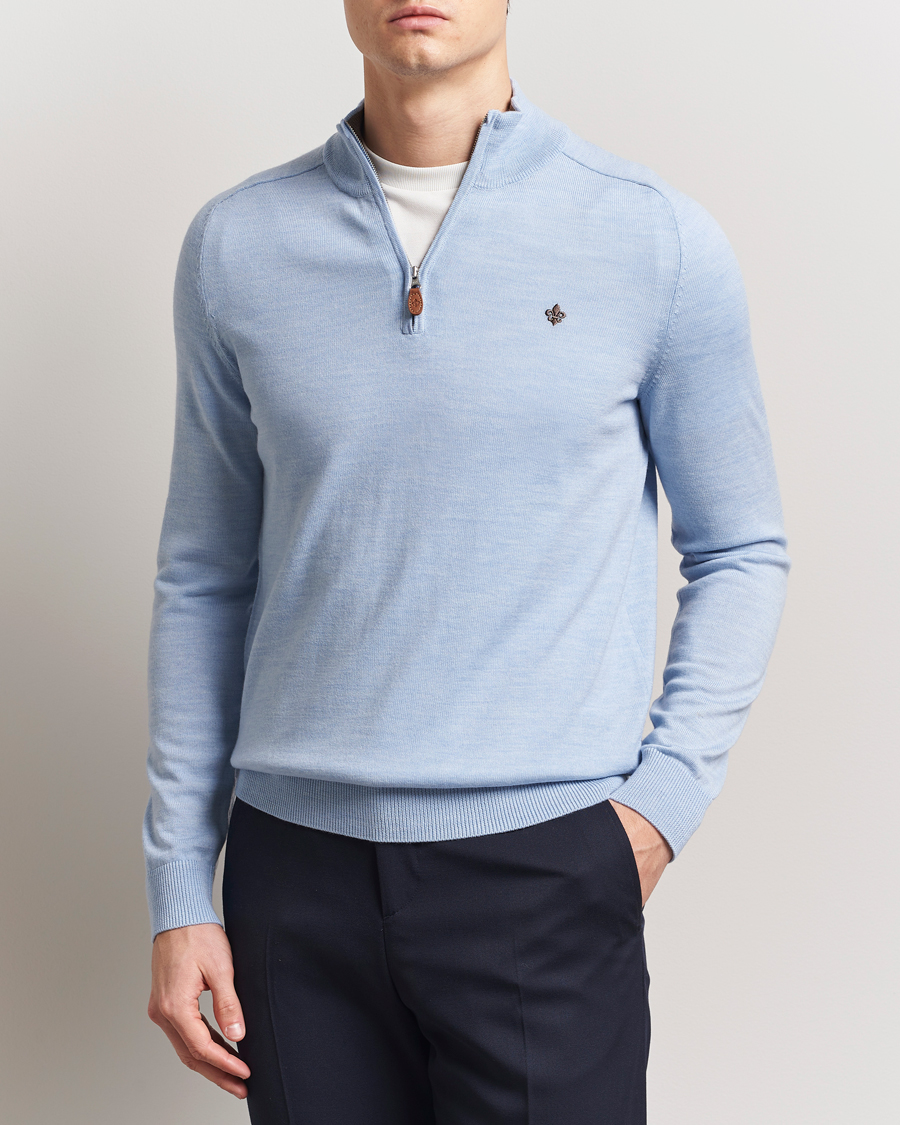 Herr | Tröjor | Morris | John Merino Half Zip Light Blue