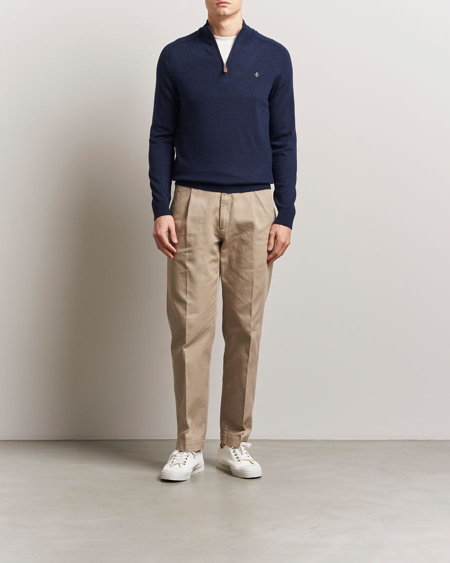 Herr | Tröjor | Morris | John Merino Half Zip Dark Blue