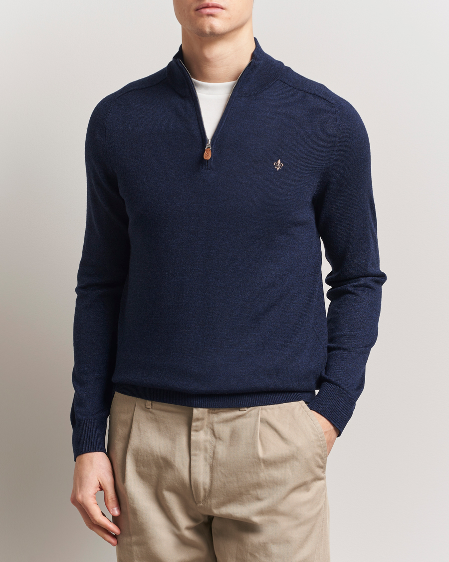 Herr | Tröjor | Morris | John Merino Half Zip Dark Blue