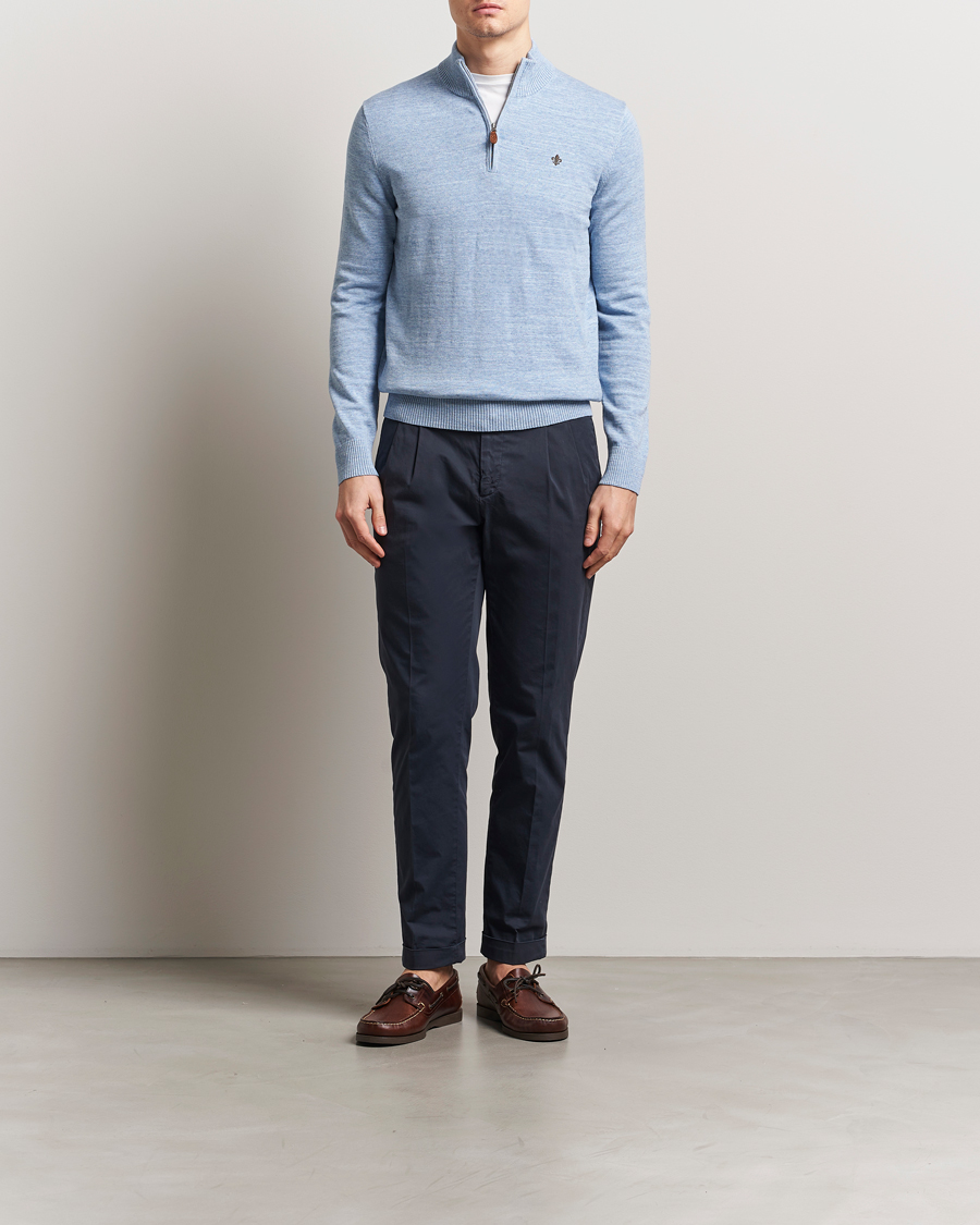 Herr | Tröjor | Morris | Randall Half Zip Light Blue