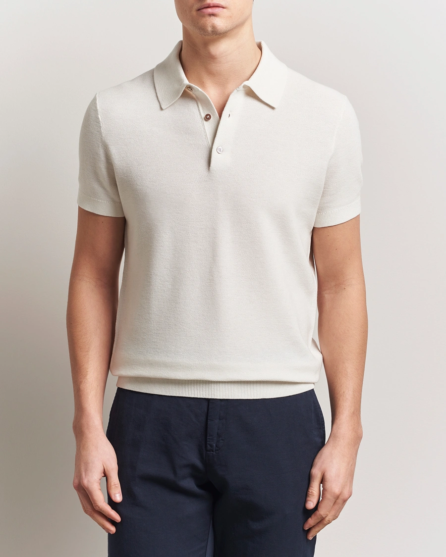 Herr | Pikéer | Morris | Walter Knitted Polo Off White