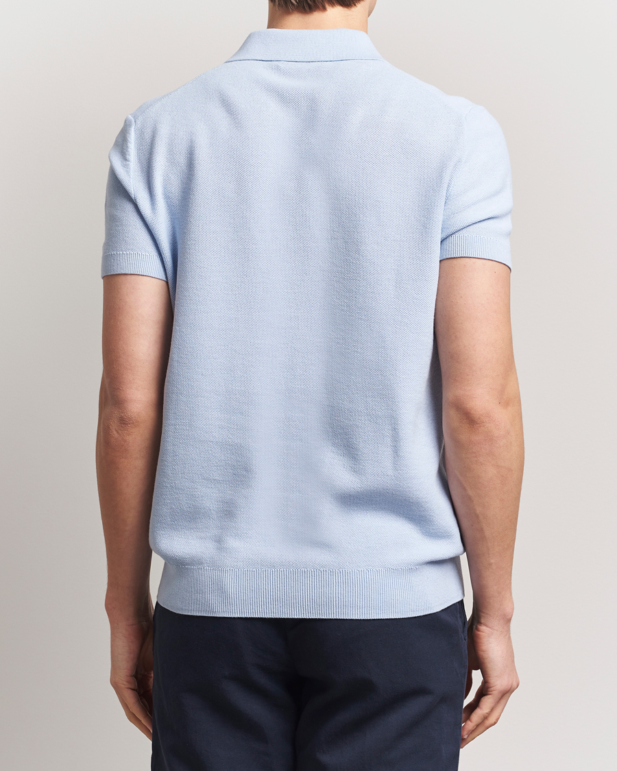 Herr | Pikéer | Morris | Walter Knitted Polo Light Blue