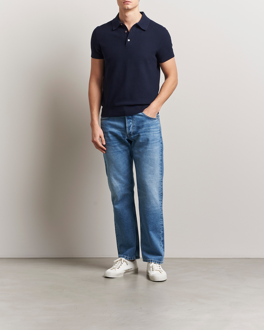Herr | Pikéer | Morris | Walter Knitted Polo Navy