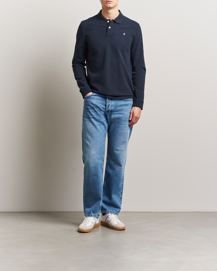 Herr | Pikéer | Morris | Camden Long Sleeve Pique Dark Blue