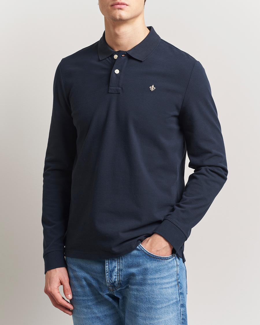 Herr | Pikéer | Morris | Camden Long Sleeve Pique Dark Blue