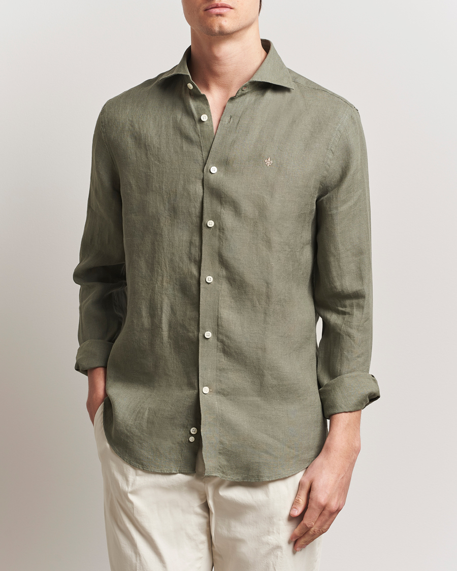 Herr | Skjortor | Morris | Slim Fit Linen Shirt Green