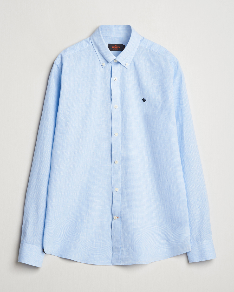 Herr | Skjortor | Morris | Linen Checked Shirt Blue