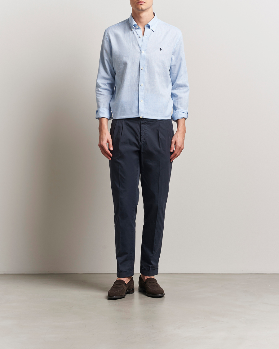 Herr | Skjortor | Morris | Linen Checked Shirt Blue