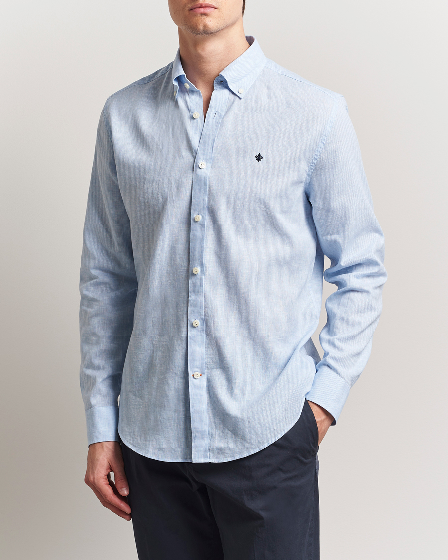 Herr | Skjortor | Morris | Linen Checked Shirt Blue