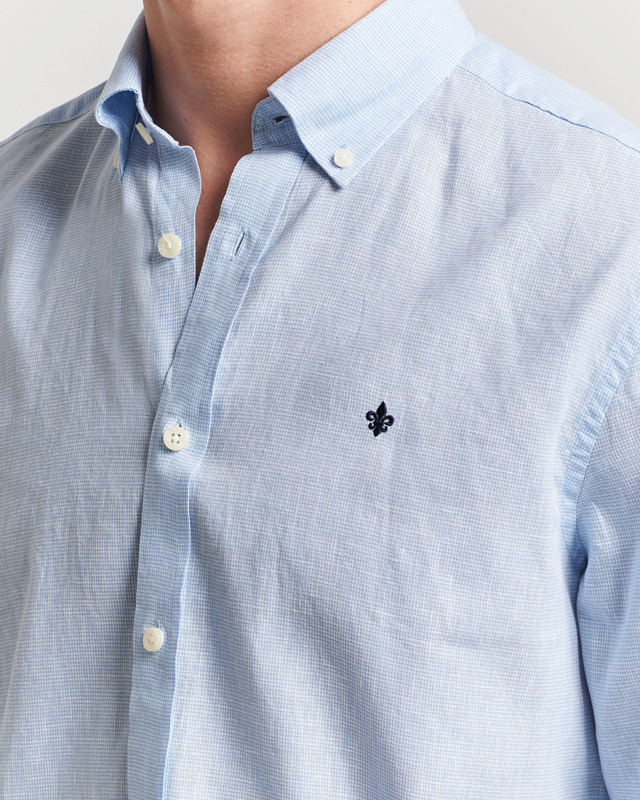 Herr | Skjortor | Morris | Linen Checked Shirt Blue