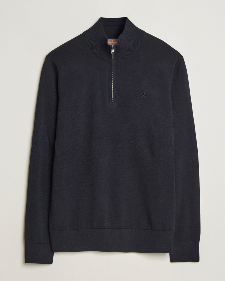 Herr | Tröjor | Morris | Riley Cotton Half Zip Dark Blue