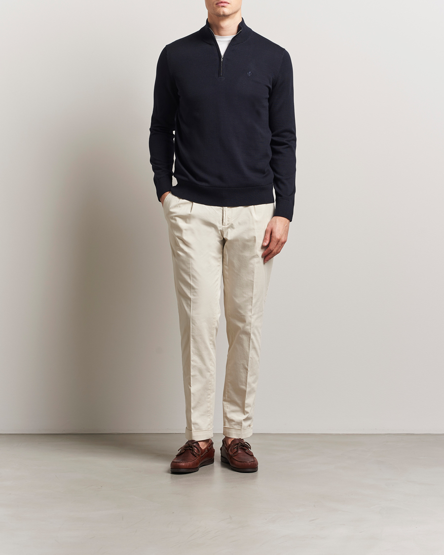 Herr | Tröjor | Morris | Riley Cotton Half Zip Dark Blue