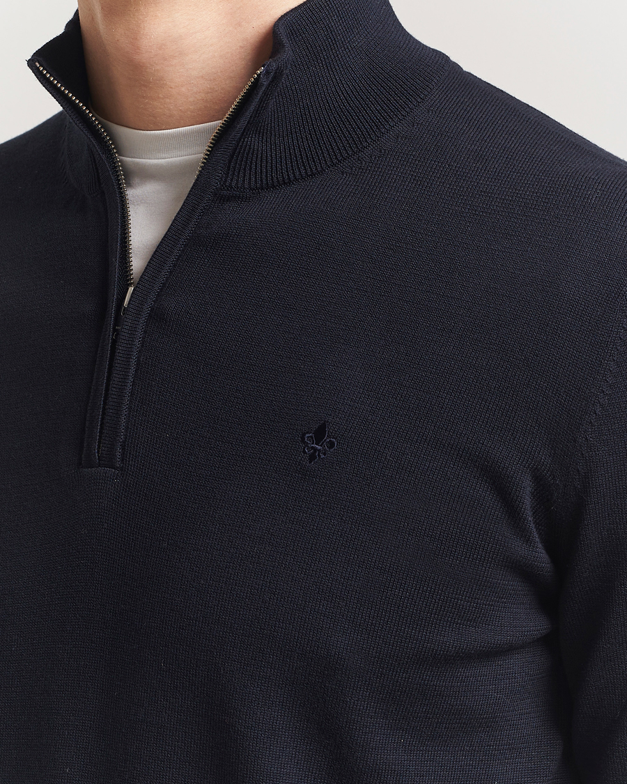 Herr | Tröjor | Morris | Riley Cotton Half Zip Dark Blue