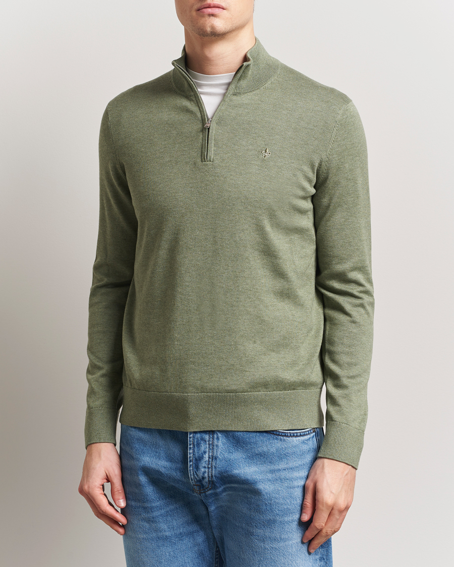 Herr | Tröjor | Morris | Riley Cotton Half Zip Olive