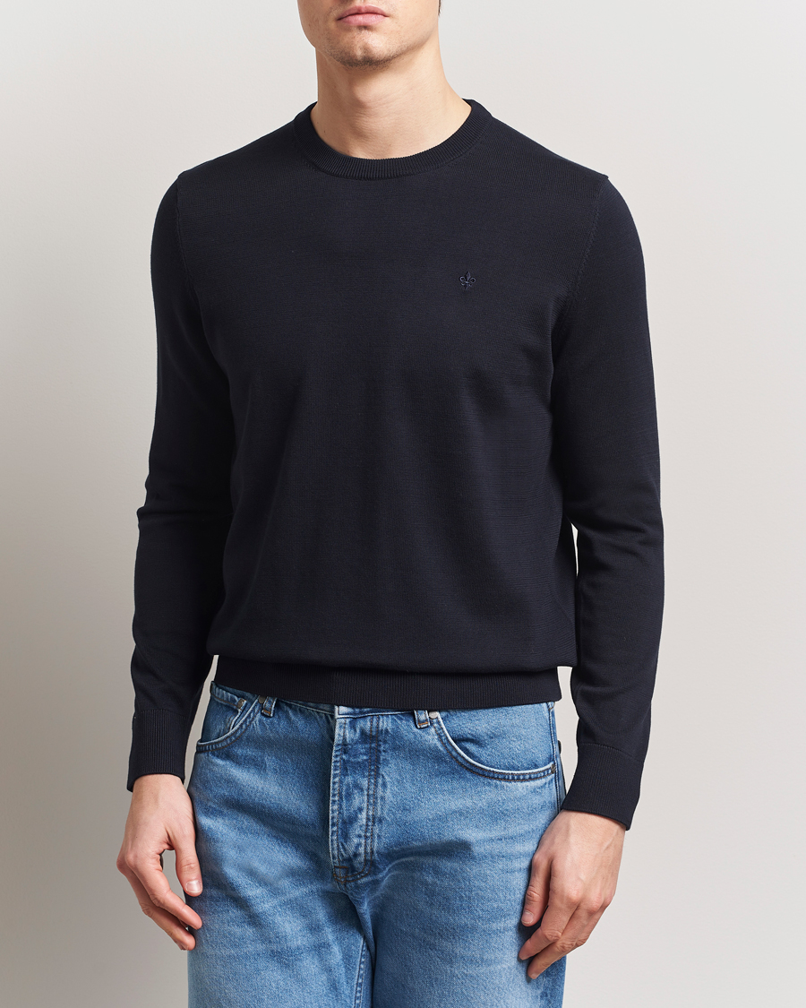 Herr | Tröjor | Morris | Riley Cotton O-Neck Dark Blue