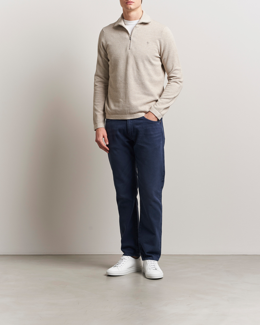Herr | Tröjor | Morris | Jake Cotton Half Zip Khaki