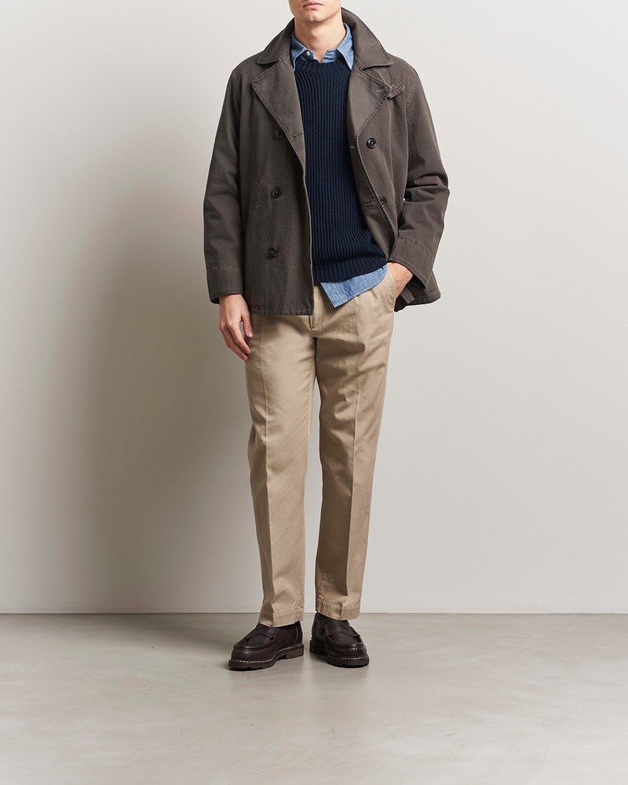 Herr | Jackor | Baracuta | Garment Dyed Canvas Peacoat Faded Black