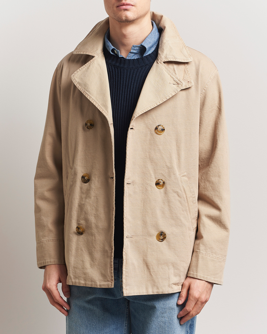 Herr | Jackor | Baracuta | Garment Dyed Canvas Peacoat British Khaki