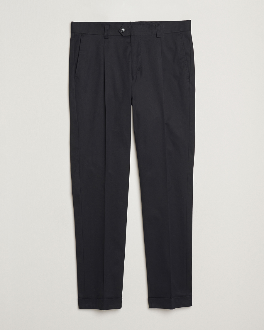 Herr | Byxor | Tiger of Sweden | Tenuta Pleated Cotton Trousers Black
