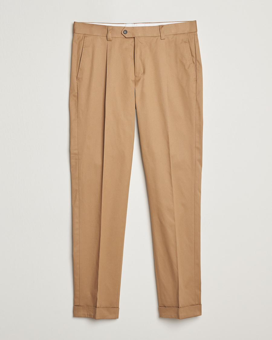 Herr | Byxor | Tiger of Sweden | Tenuta Pleated Cotton Trousers Beige