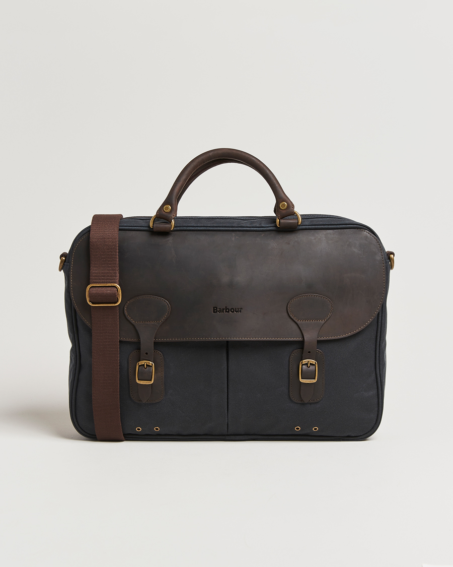 Herr | Barbour Lifestyle Wax Leather Briefcase Navy | Barbour Lifestyle | Wax Leather Briefcase Navy