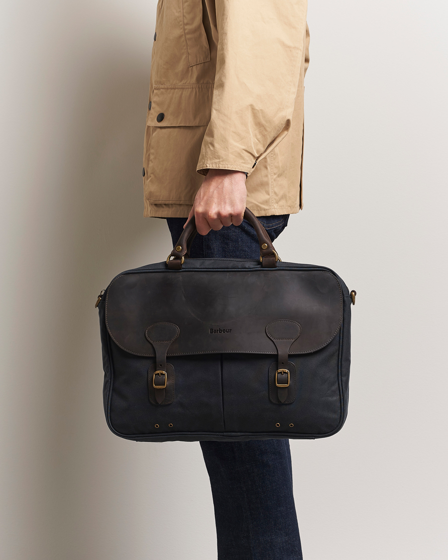 Herr | Väskor | Barbour Lifestyle | Wax Leather Briefcase Navy
