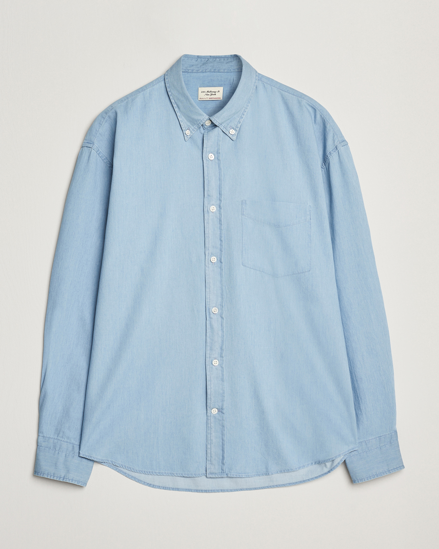 Herr | Skjortor | GANT 240 Mulberry Street | Oversized Lux Indigo Shirt Light Blue