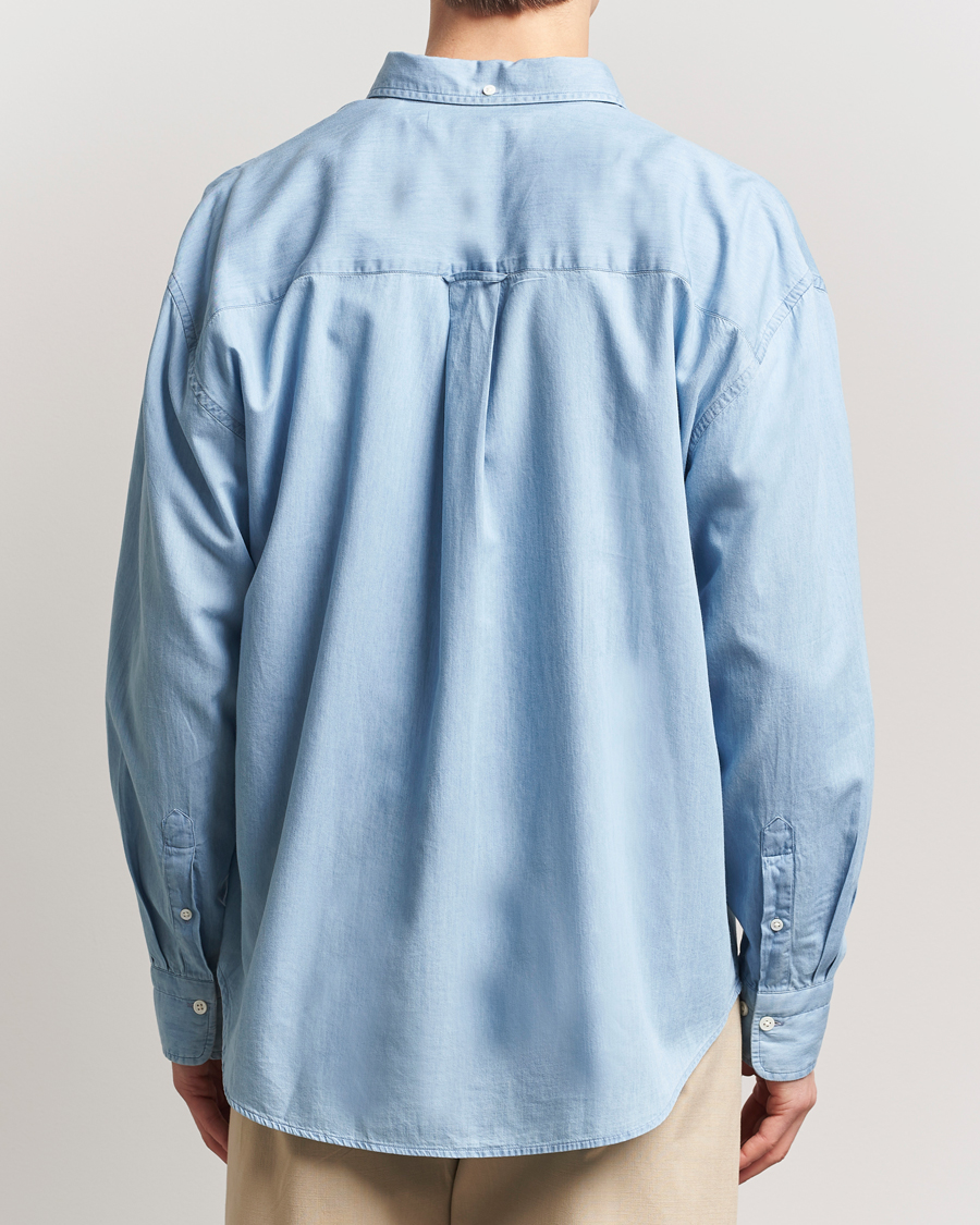 Herr | Skjortor | GANT 240 Mulberry Street | Oversized Lux Indigo Shirt Light Blue