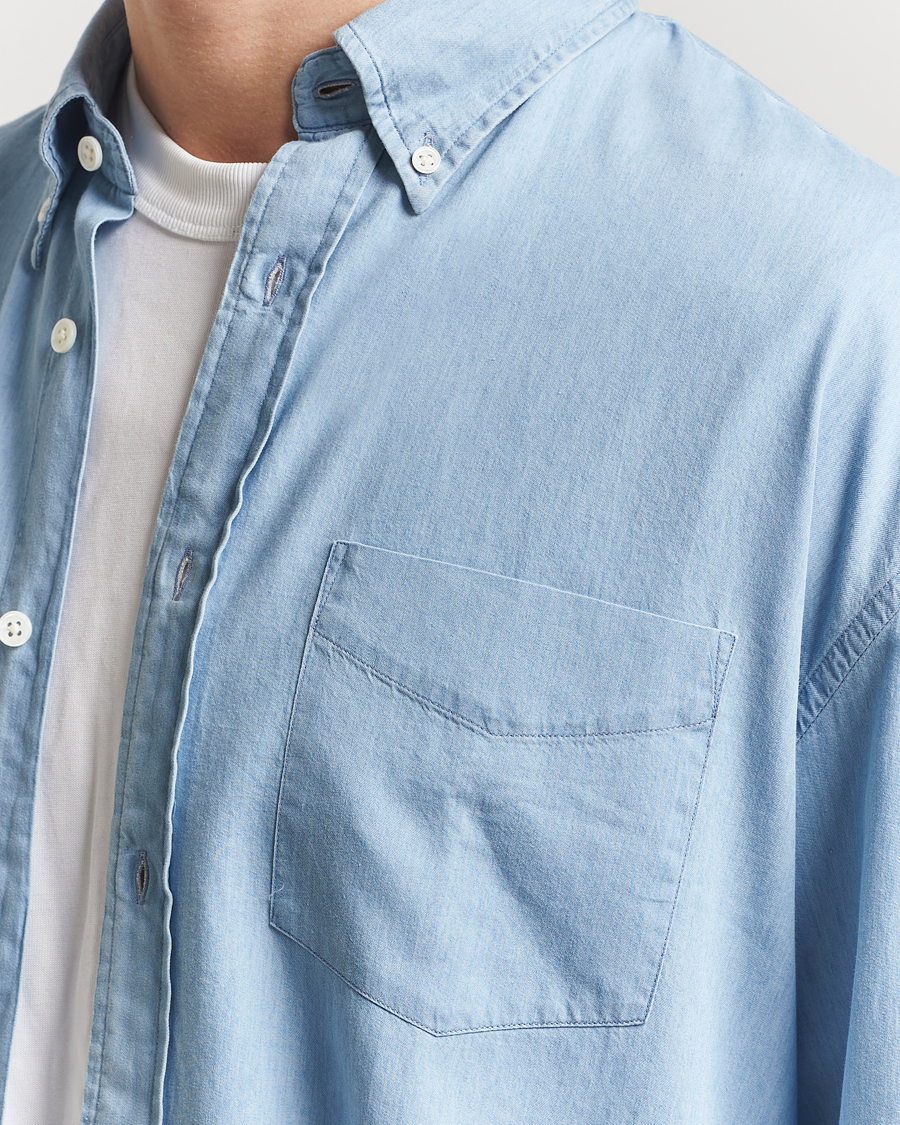 Herr | Skjortor | GANT 240 Mulberry Street | Oversized Lux Indigo Shirt Light Blue