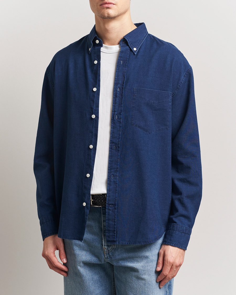Herr | Skjortor | GANT 240 Mulberry Street | Relaxed Fit Oxford Shirt Dark Indigo
