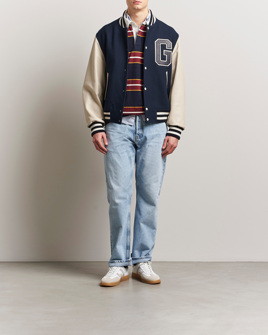 Herr | Jackor | GANT 240 Mulberry Street | Leather Mix Varsity Jacket Navy